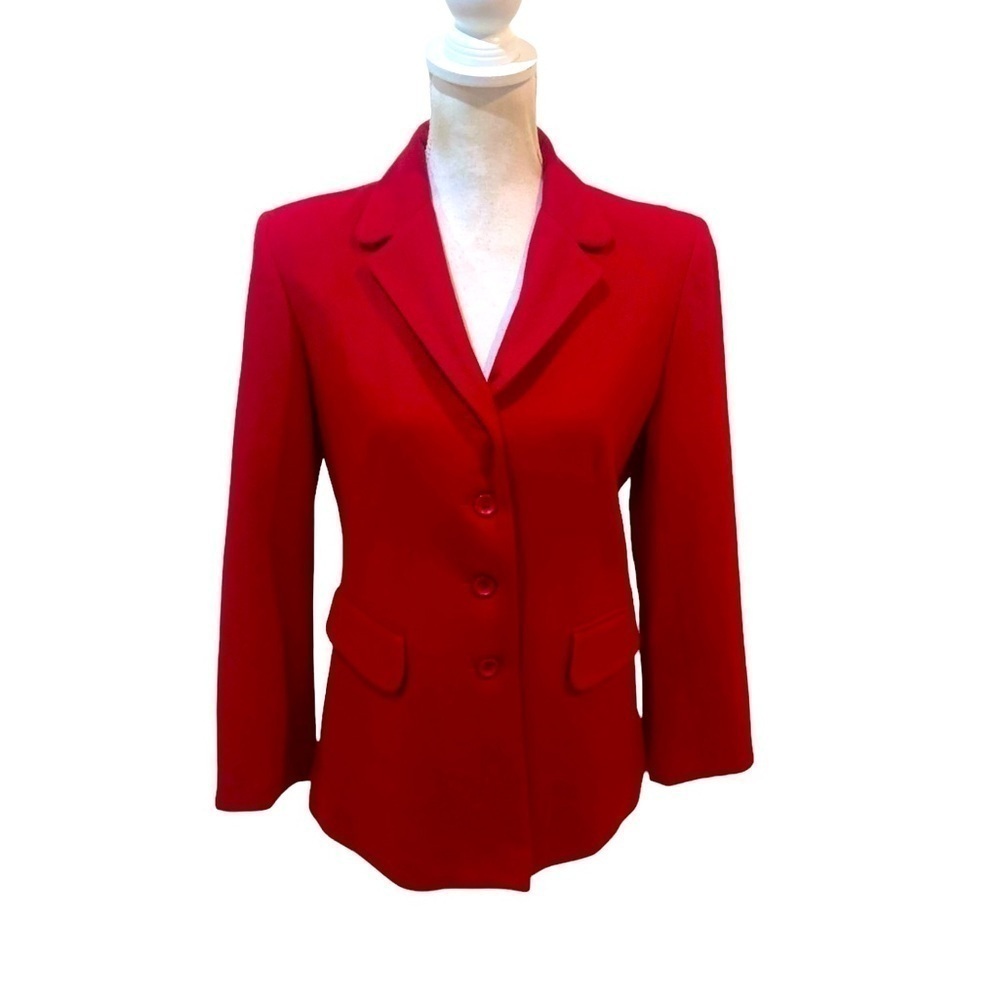 Vintage Norton McNaughton red 100% wool blazer jacket lined notched collar 10p